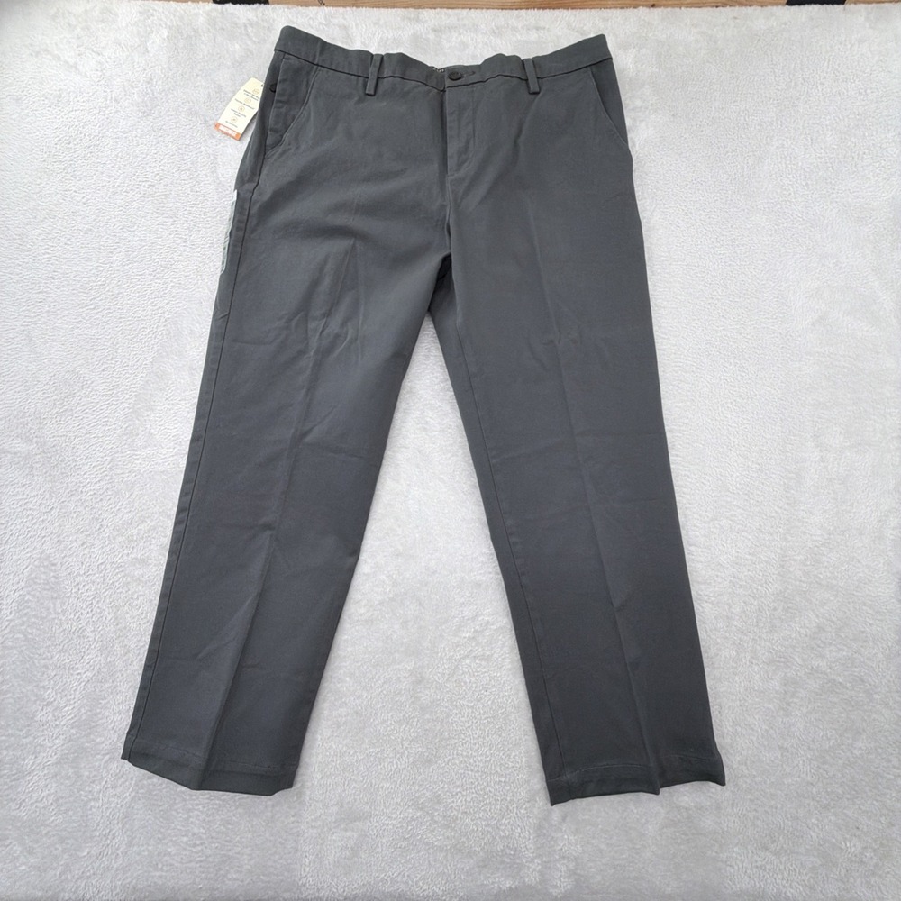 New DOCKERS Workday Gray Straight Fit Pants Smart 360 Flex Stretch Mens Size 38